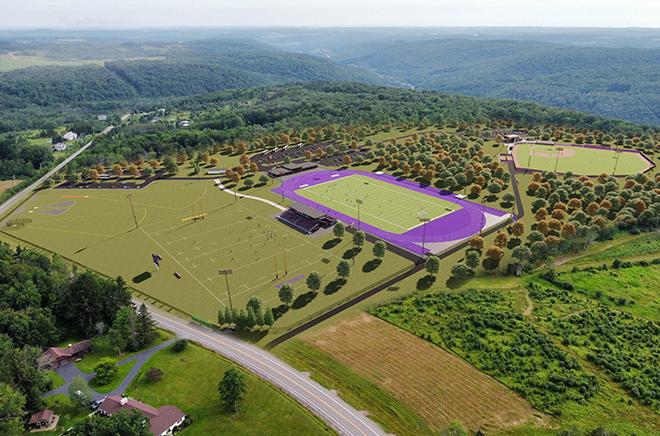 drone view of sports complex to come