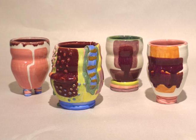 Ceramic colorful vases.