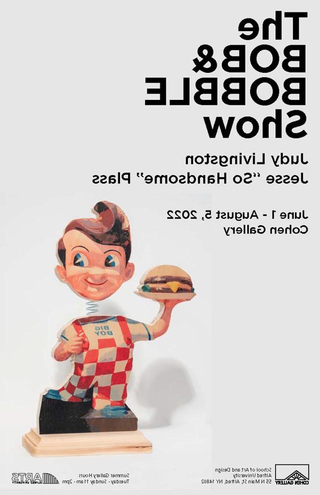 big boy statue holding a burger featured on this poster with exhibition details